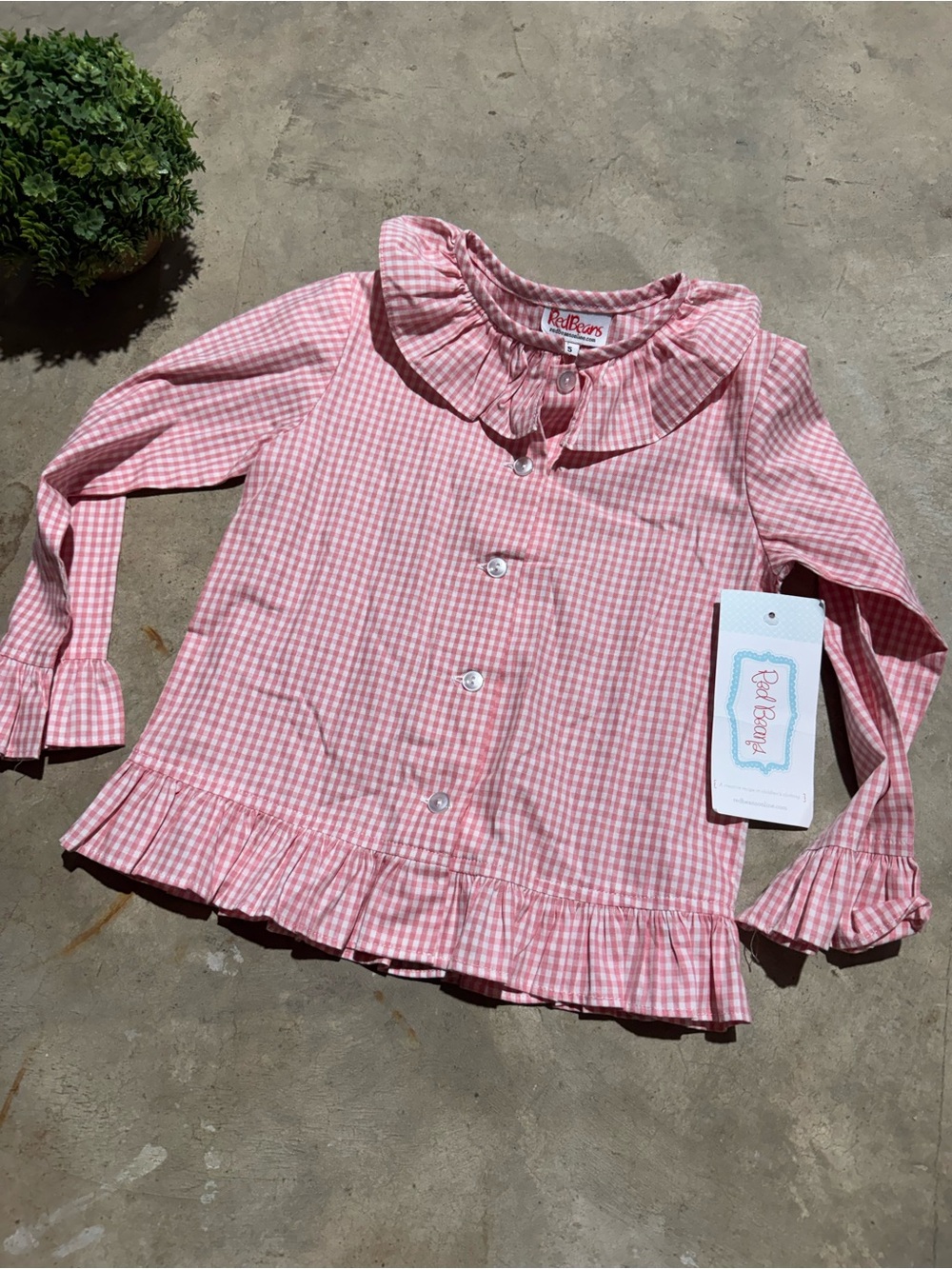 Red Beans NWT Pink Gingham Lucy Blouse Shirt Ruffle Cottagecore Prairie Preppy
